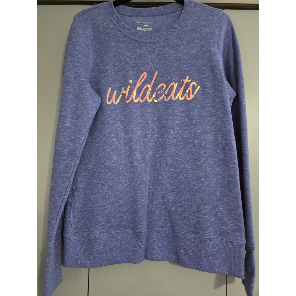 Excellent Tek Gear Sweatshirt Small Blue Wildcats Iridescent Graphic Thumbholes